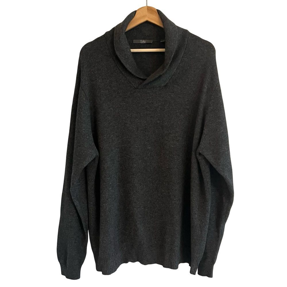 Folio Mens Cashmere Shawl Collar Sweater Size L Quiet Luxury Old Money Classic